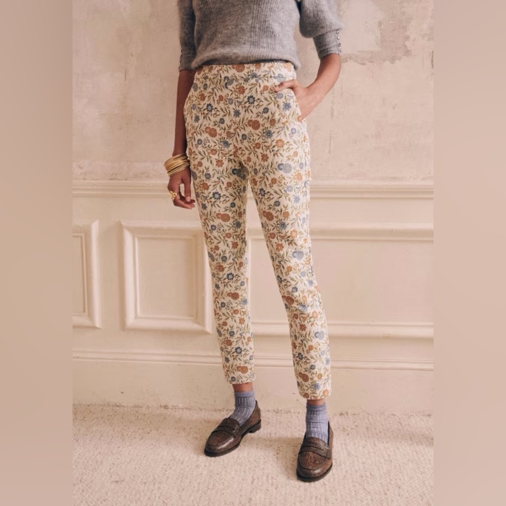 Sezane Clara Trousers Seasonal Flowers Floral Print Pants